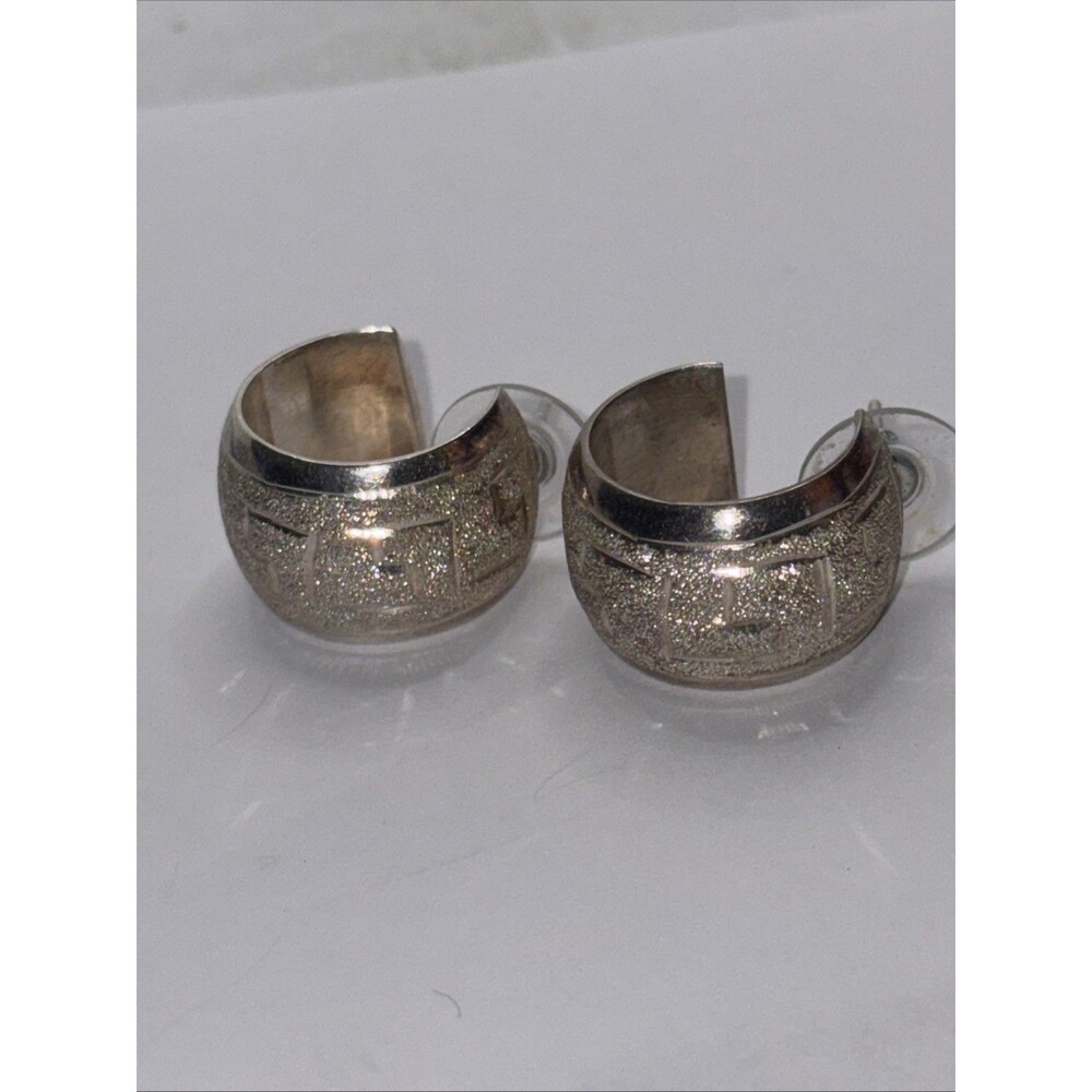 HOD Earrings Fat Hoops with Brushed and Texture Pierced Sterling Silver 925